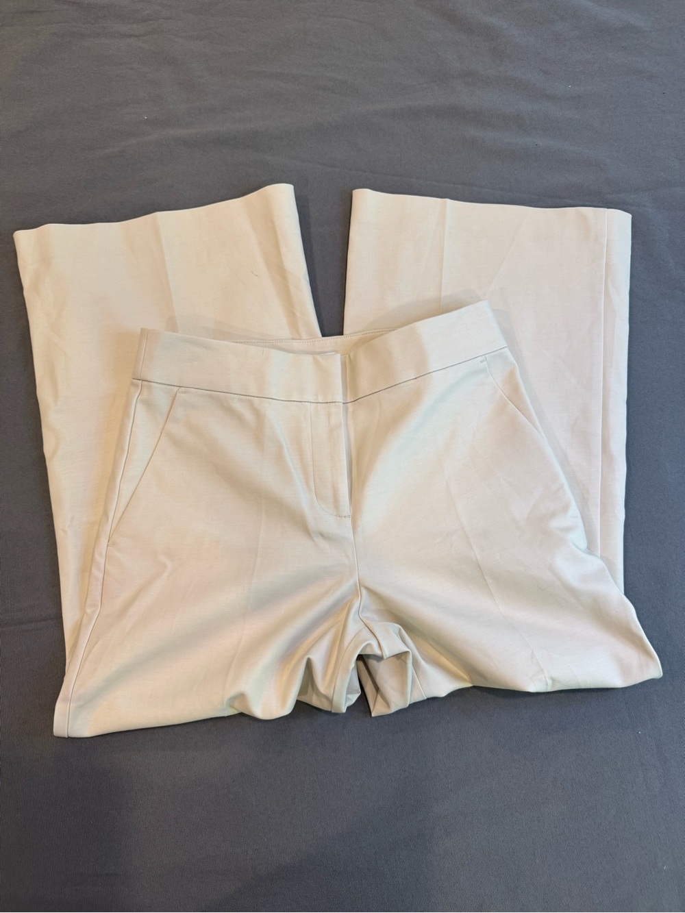 Loft Women's Off-White Cropped Wide Leg Work Pants | High Rise Office Size 4